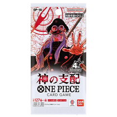 The Dominance of God Japanese Booster Box [OP-18] featuring striking artwork and details from the One Piece Card Game.