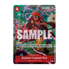 One Piece: Illustration Box Vol. 8 (Live) Eustass „Captain“ Kid Sammelkarte mit lebendigem Artwork und Spielstatistiken.