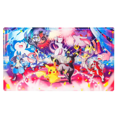 Bunte Pokémon-Feier mit Pikachu, Mewtwo und weiteren legendären Charakteren inmitten eines Feuerwerks.
