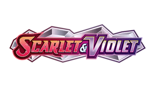 Scarlet and Violet logo featuring bold red and purple colors with a geometric design.
