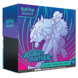 Pokémon Scarlet & Violet SV09 Journey Together Elite Trainer Box met artwork van trainer en Pokémon.