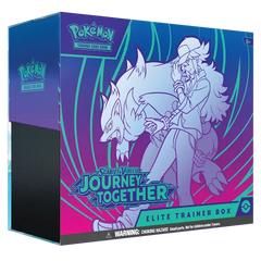Pokémon Scarlet & Violet SV09 Journey Together Elite Trainer Box met artwork van trainer en Pokémon.